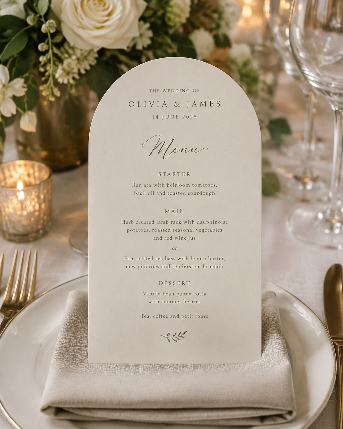 Wedding Arch DL Menu