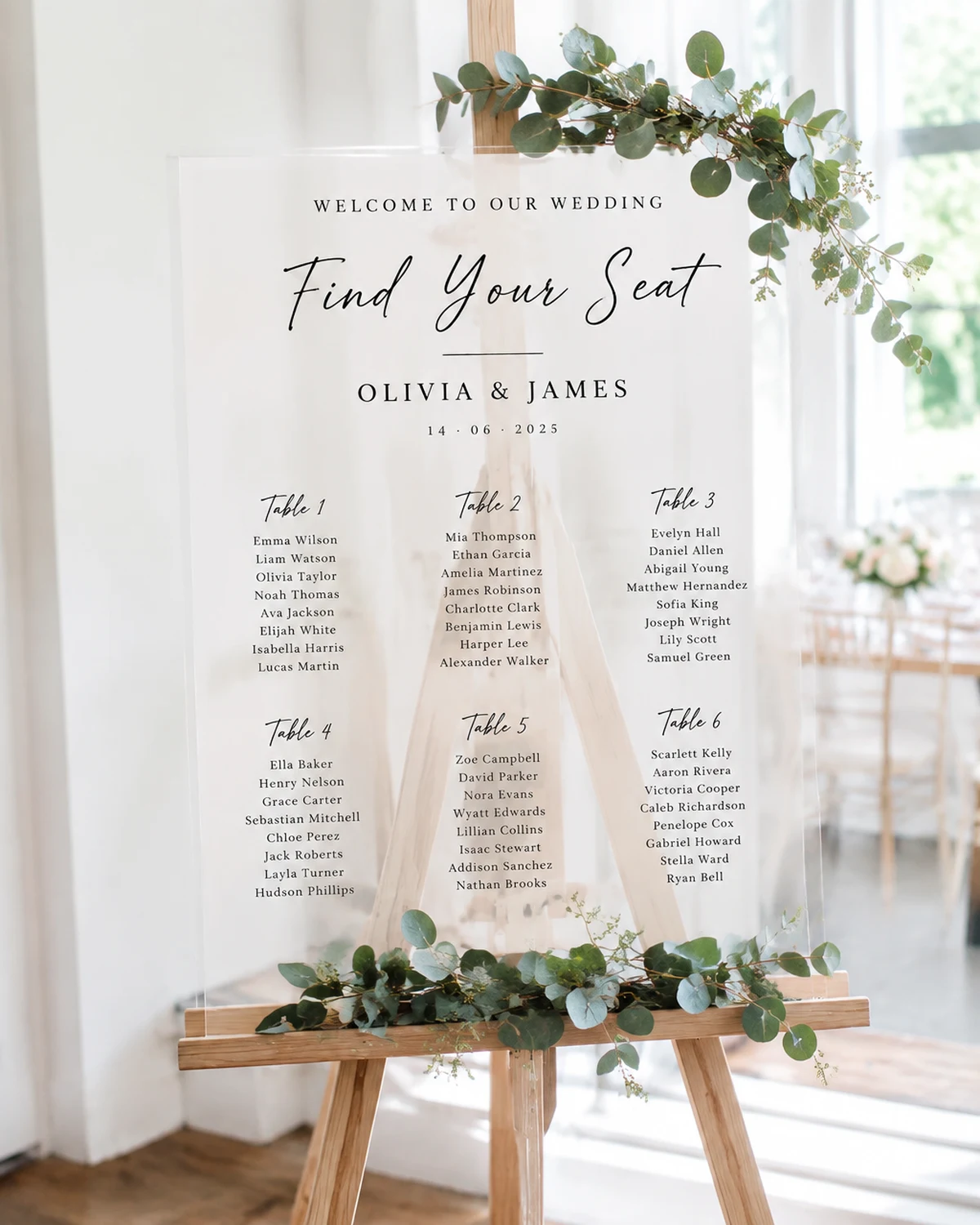 Wedding Seating Plan Acrylic Sign
